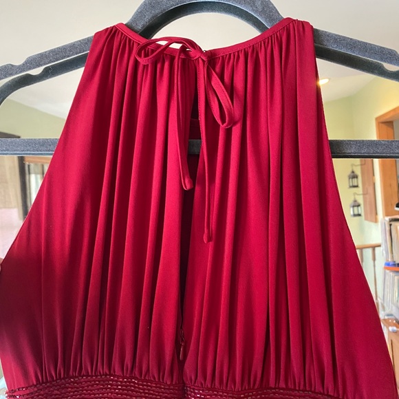 EUC Red dress with waist and lower hem embellishments - Picture 8 of 10